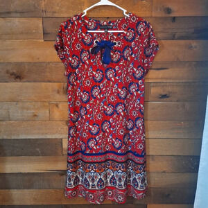 {Madison Leigh} Floral Dress with a Blue Ribbon Bow SZ 10